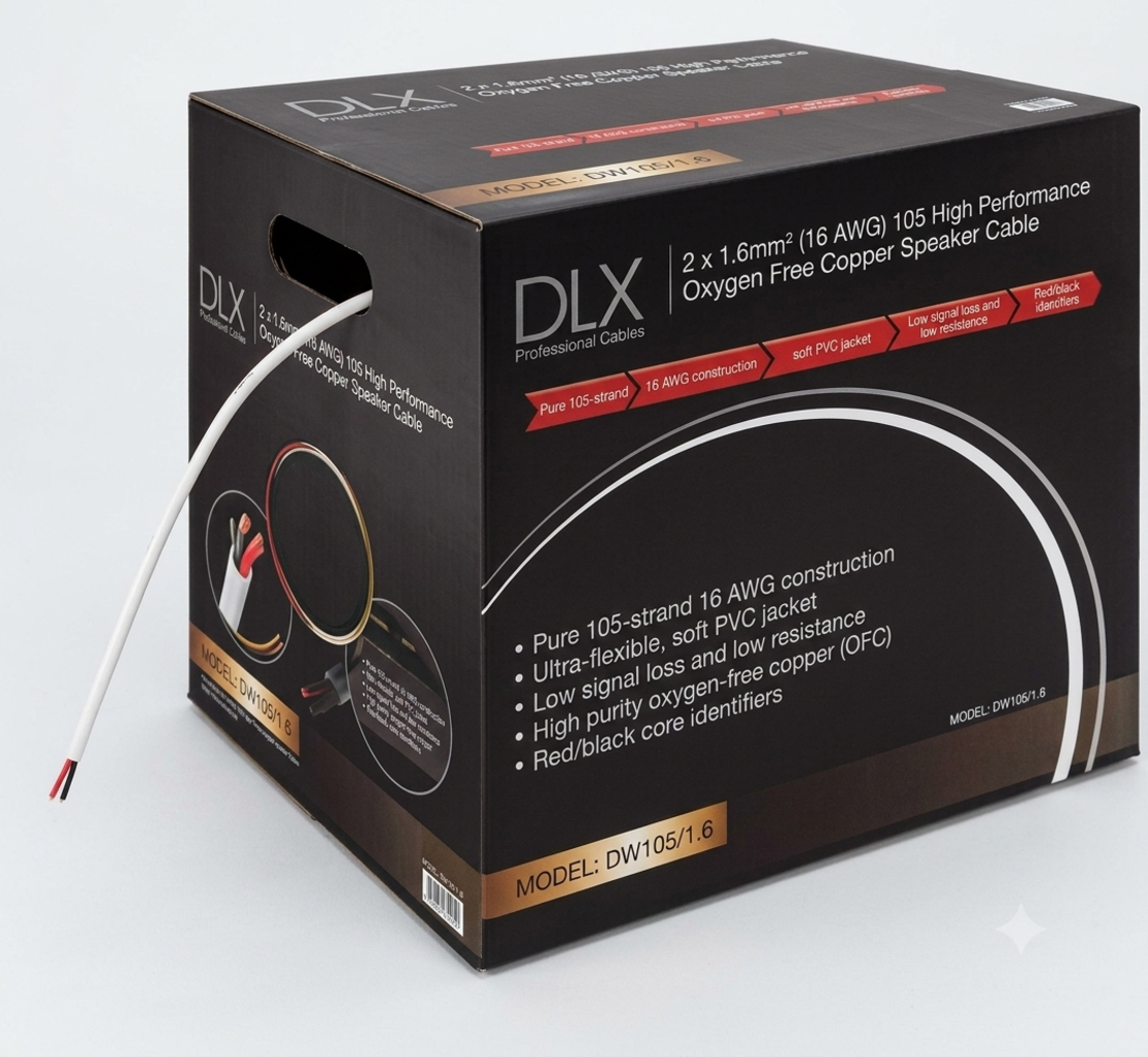 תוף כבל רמקול נחושת מלאה 2X16AWG מבית DLX