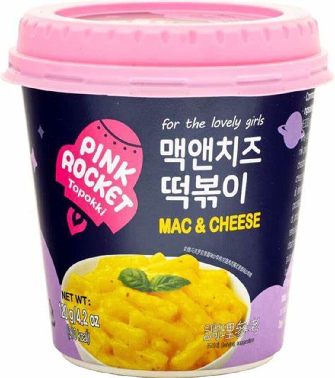 PINK ROCKET TOPOKKI MAC AND CHEESE 120GR - תבשיל מקלוני אורז ברוטב גבינה להכנה מהירה 120 גרם