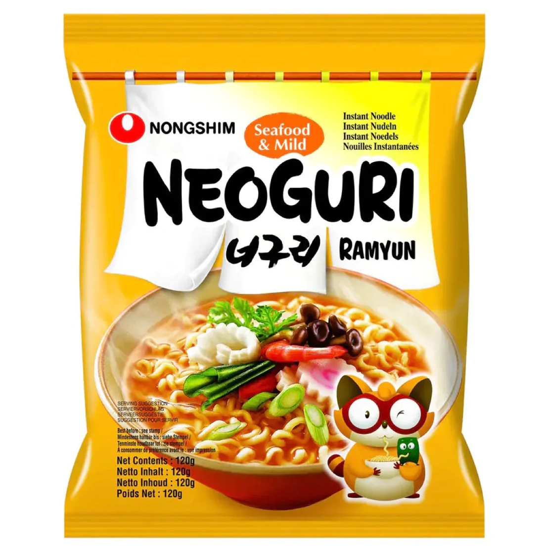 NEOGURI INSTANT NOODLE SEAFOOD FLAVOR MILD 120GR - נודלס להכנה מהירה בטעם פירות ים 120 גרם