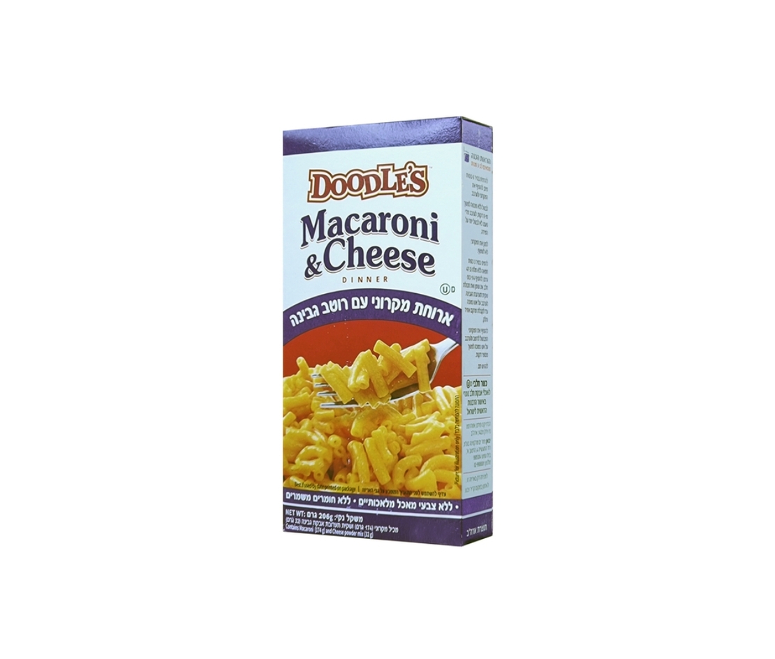 DOODLE'S MACARONI AND CHEESE 206GR - ארוחת מקרוני עם רוטב גבינה 206 גרם