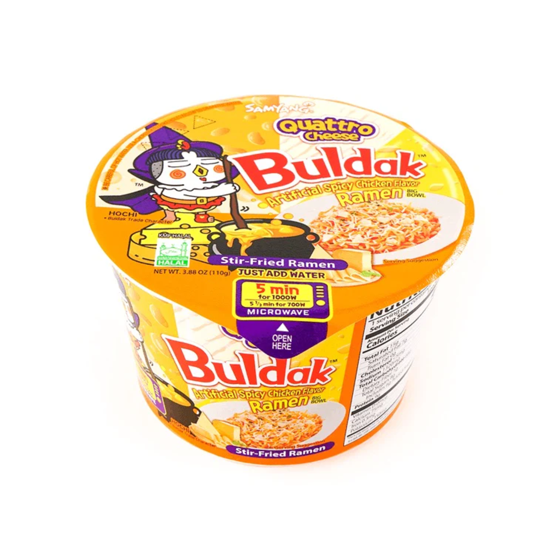 HOT CHICKEN FLAVOR RAMEN QUATTRO CHEESE 110GR - תבשיל נודלס בטעם עוף וגבינה להכנה מהירה 110 גרם