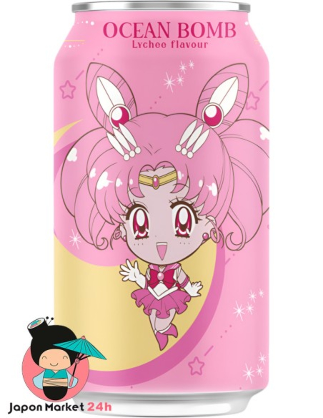 OCEAN BOMB SPARKLING WATER LYCHEE FLAVOR 330ML - משקה מוגז בטעם ליצ'י 330 מ