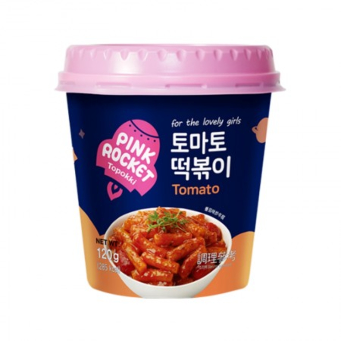 PINK ROCKET TOPOKKI TOMATO TOPOKKI 120GR - תבשיל אטריות אורז ברוטב עגבניות להכנה מהירה 120 גרם