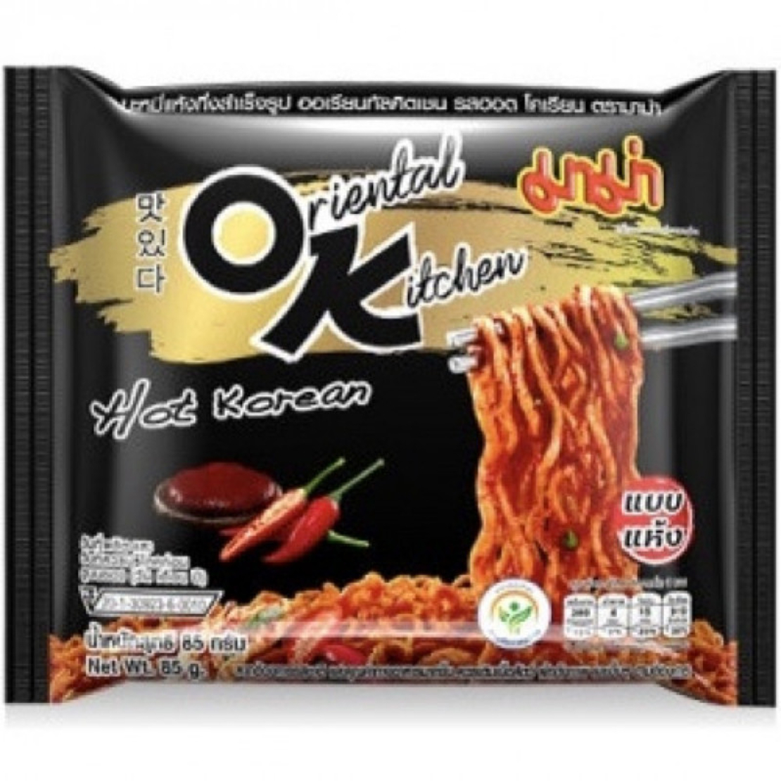 INSTANT NOODLES ORIENTAL KITCHEN HOT KOREAN FLAVOR 85GR - תבשיל אטריות חיטה בטעם חריף בנוסח קוריאני להכנה מהירה 85 גרם