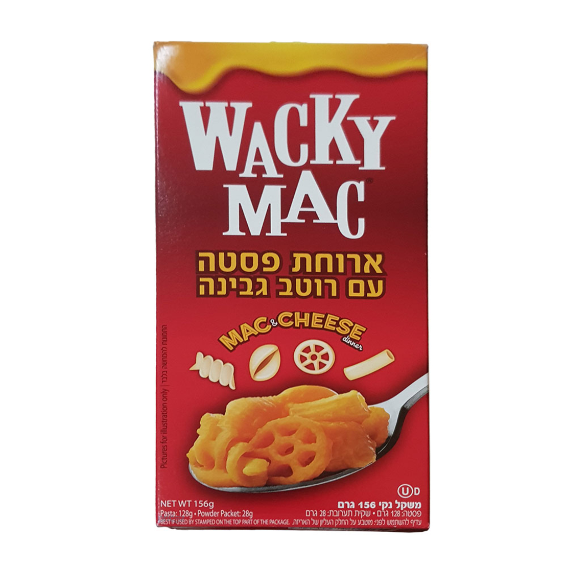 WACKY MAC MAC AND CHEESE 156GR - ארוחת פסטה עם רוטב גבינה 156 גרם
