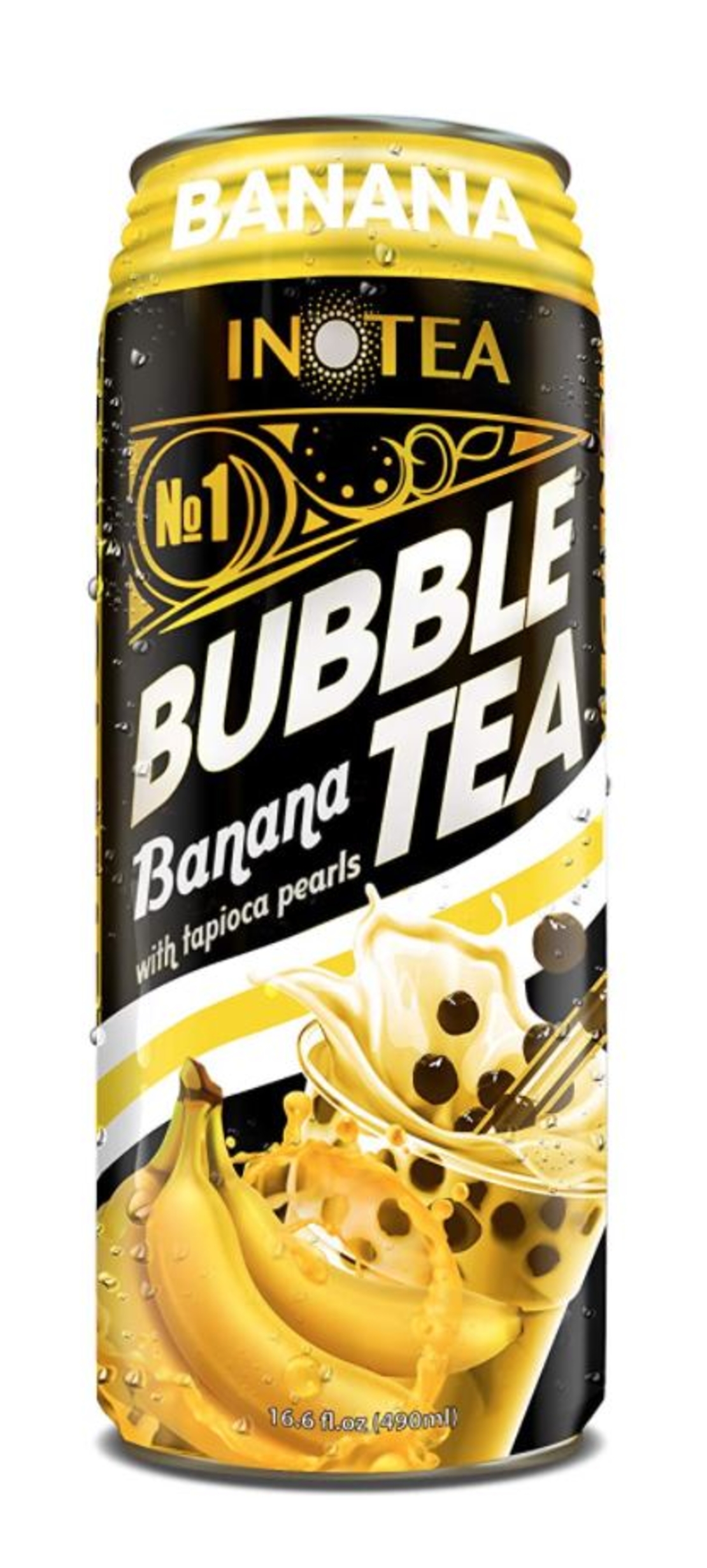 BANANA BUBBLE TEA 490ML - משקה בטעם תה ירוק ובננה עם כדורי ג'ל 490 מ