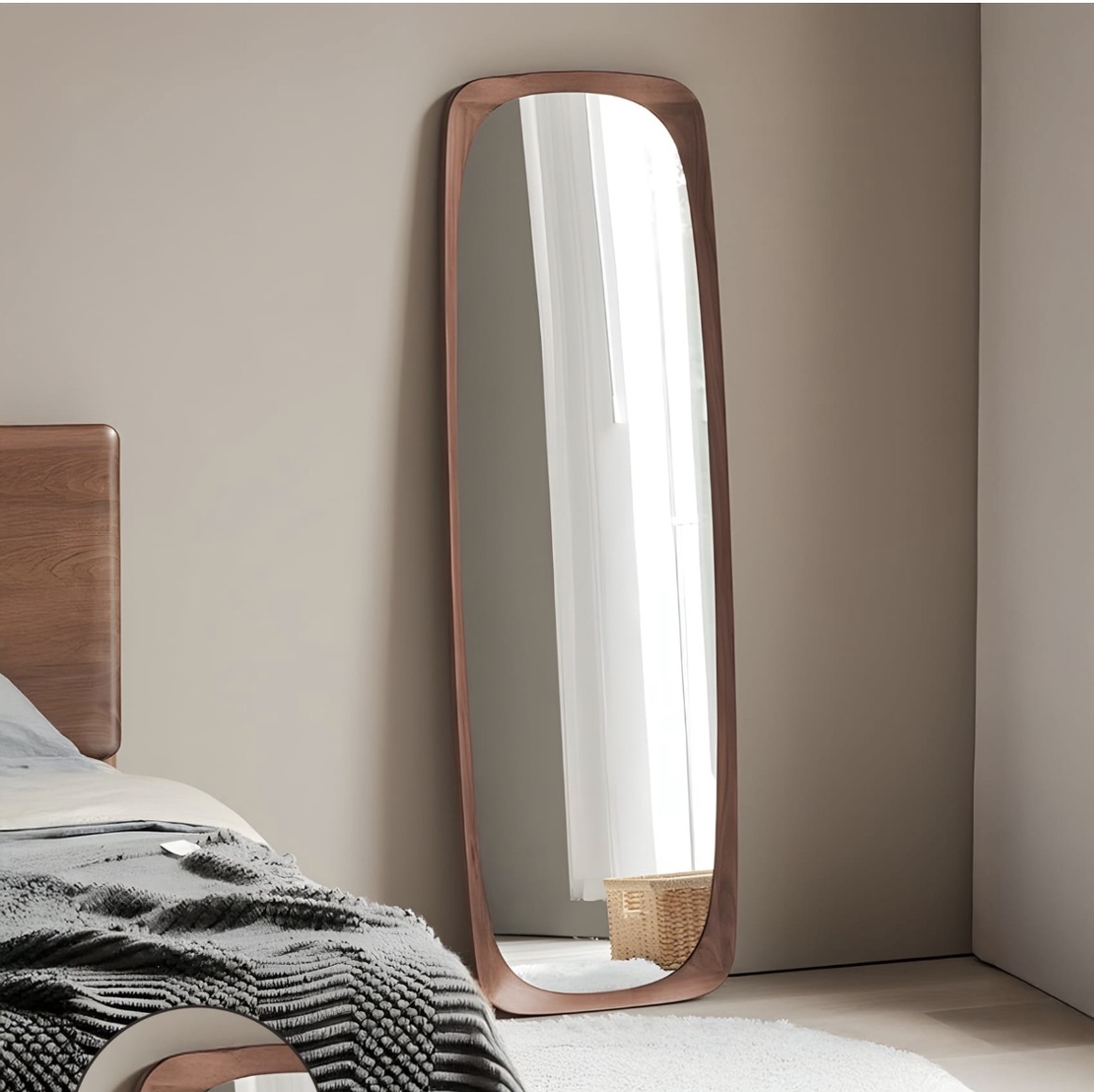 מראה מלבנית מסגרת עץ חום - בולד