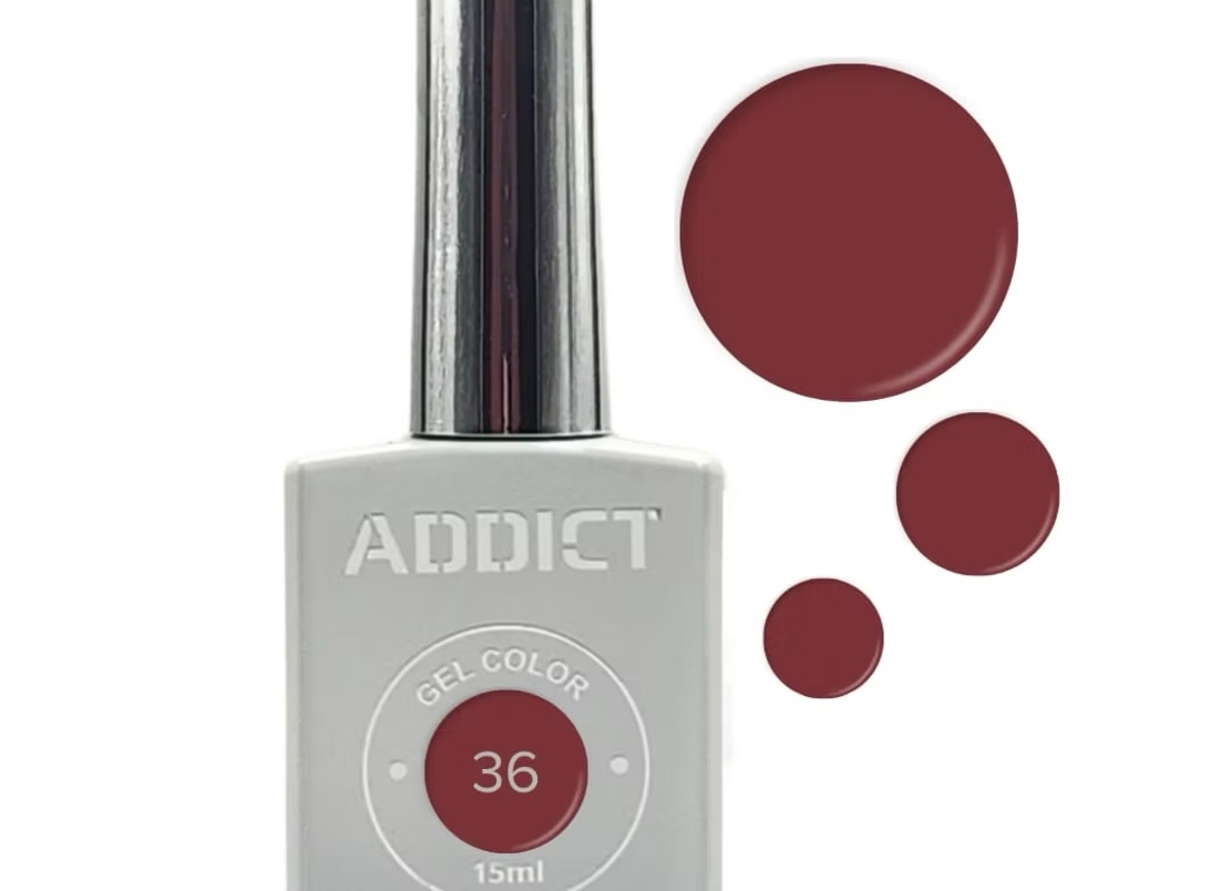 לק ג'ל אדיקט אדום בורדו חום כהה ADDICT 36