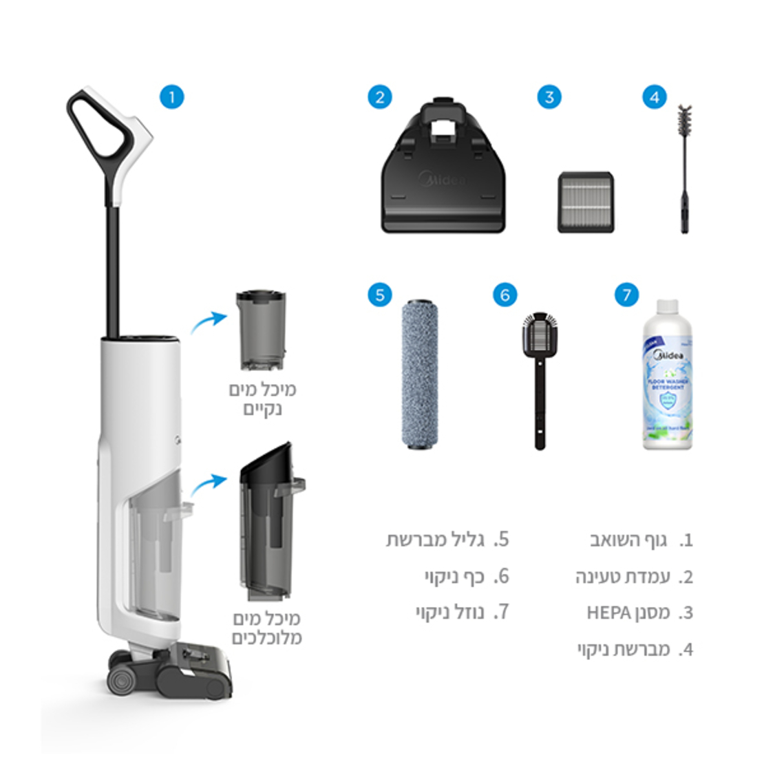 שואב אבק שוטף אלחוטי דגם WD-40 מידאה Midea