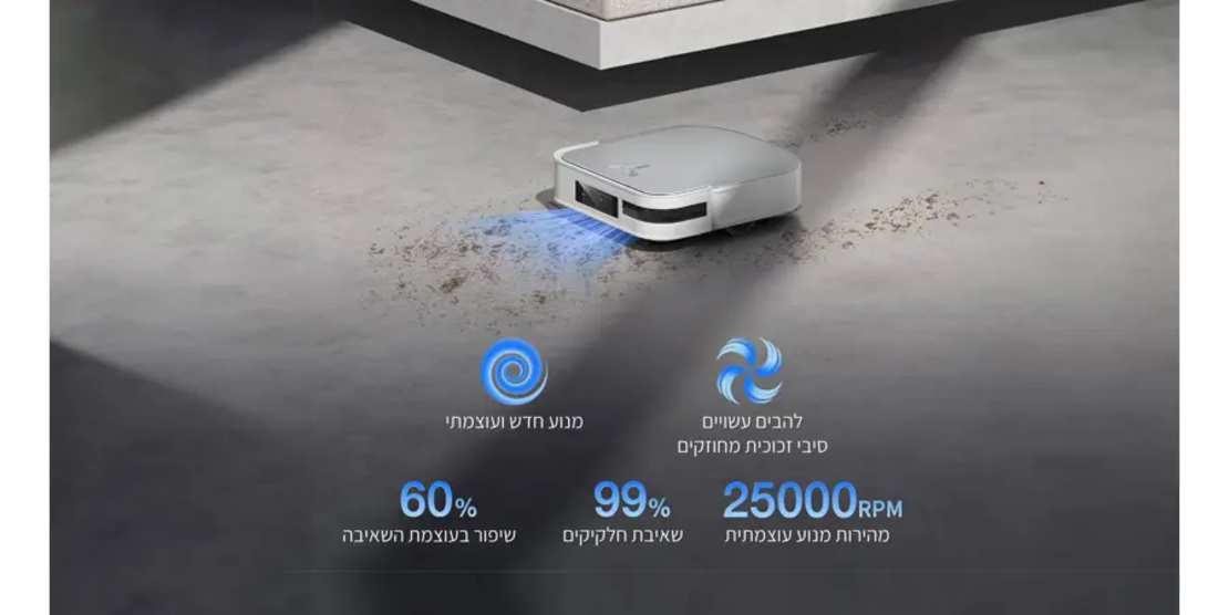 שואב רובוטי עם תחנת עגינה DEEBOT דגם X2 OMNI לבן אקווקס ECOVACS