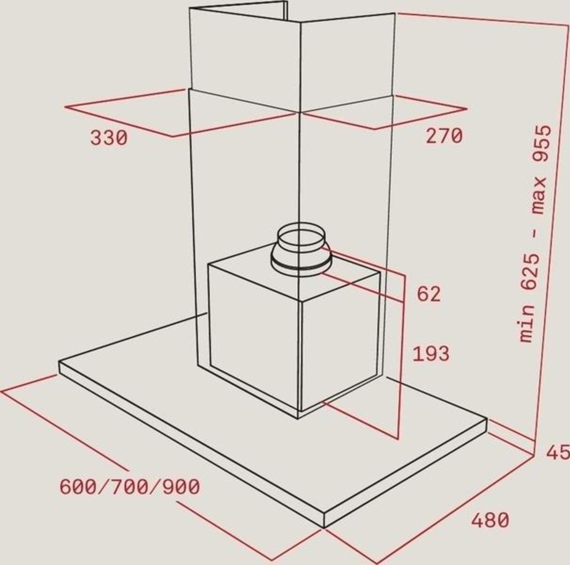 קולט אדים נירוסטה פנל זכוכית דגם DH-985 תקה TEKA