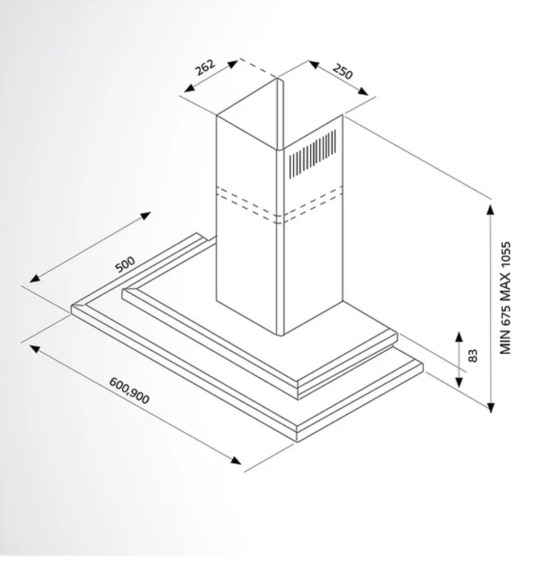 קולט אדים ארובה שטוח דגם Planeta 900 בומפני Bompani
