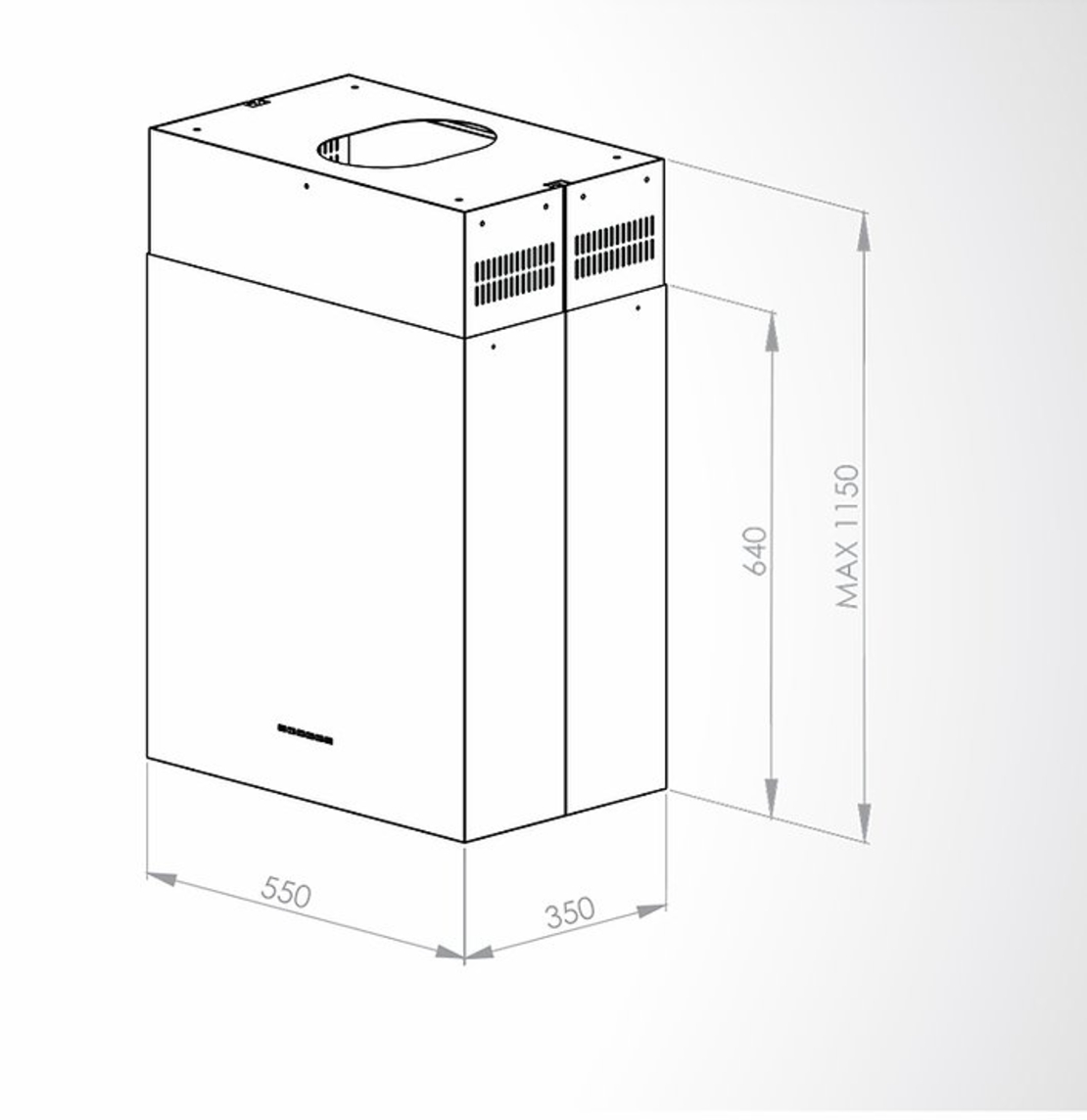 קולט אדים צינור ריבועי דגם BO7301 ISO 90WH/BK בומפני Bompani