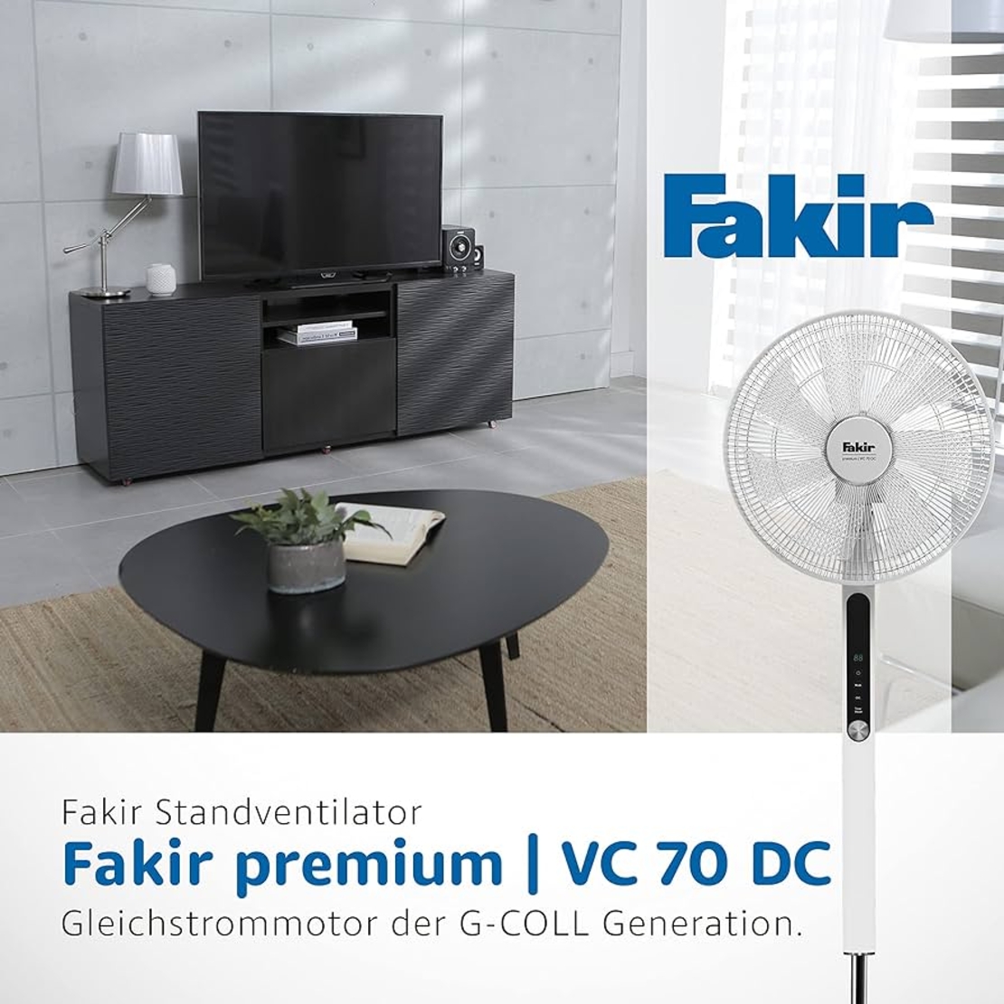 מאוורר עמוד כולל שלט רחוק וצג דיגיטלי דגם PREMIUM VC70 DC-WHITE פאקיר FAKIR