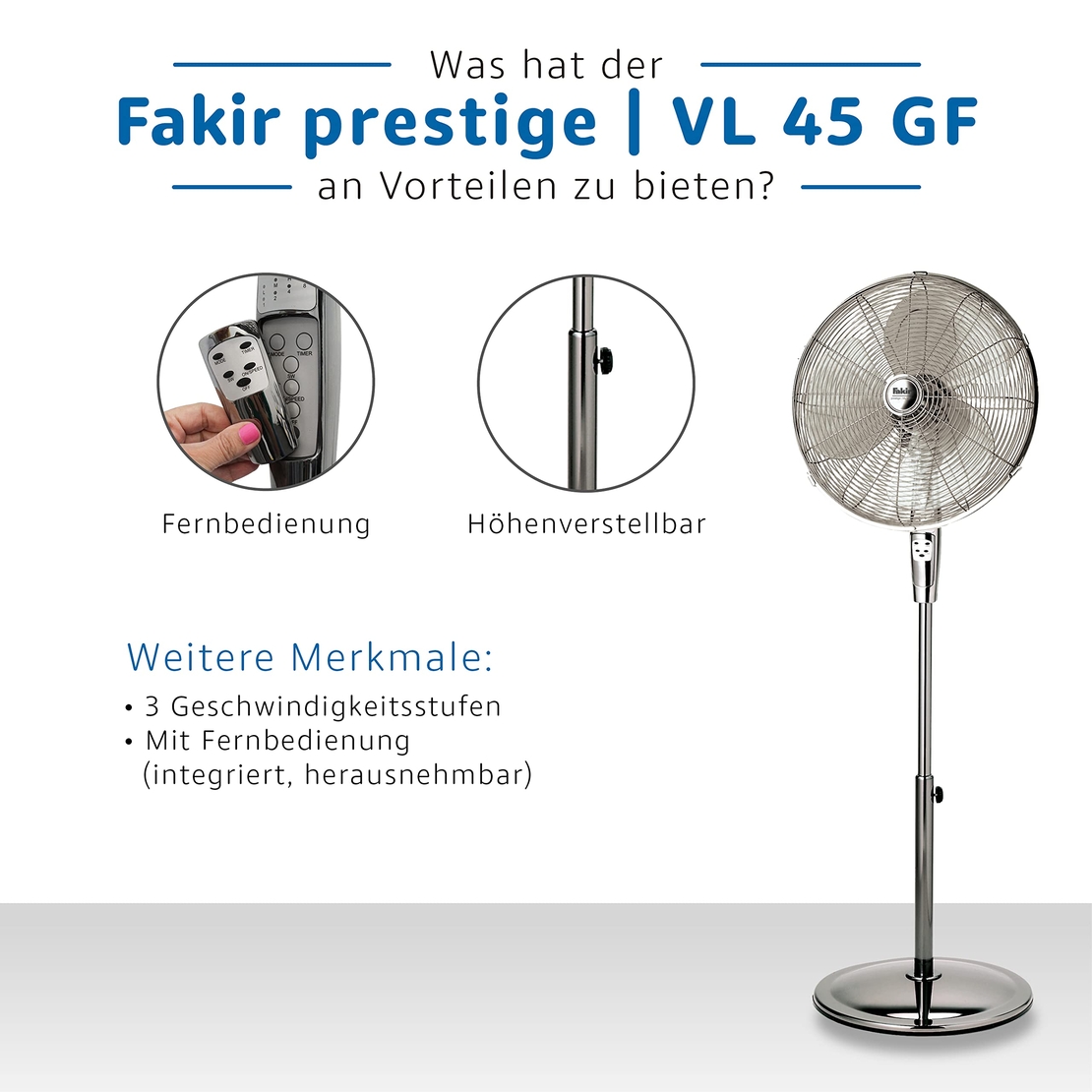 מאוורר עמוד כולל שלט רחוק VL45 GF פאקיר FAKIR