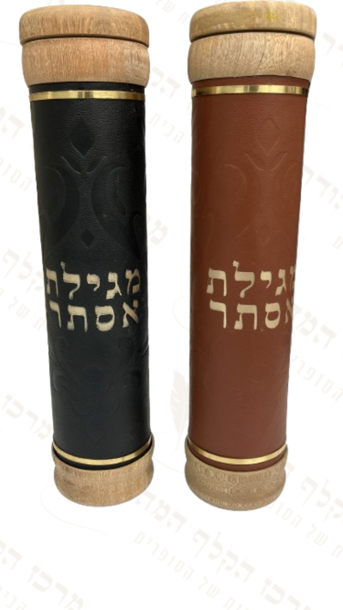 בית מגילה עץ בשילוב עור שחור גדול