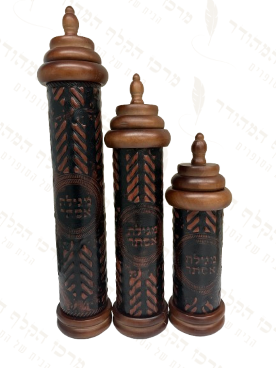 בית מגילה עור מעוטר בשילוב עץ גדול