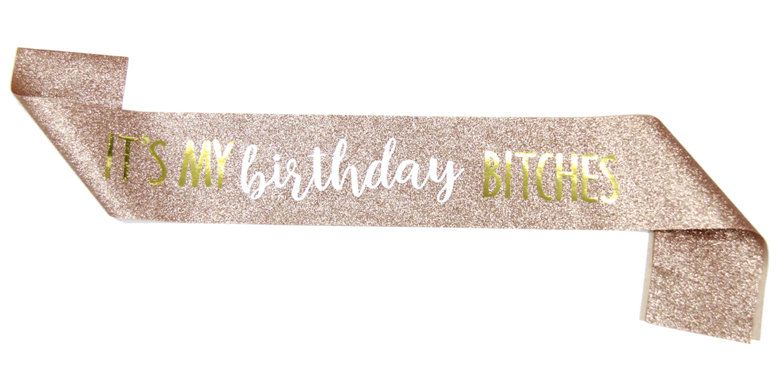 Birthday sash - rose gold glitter