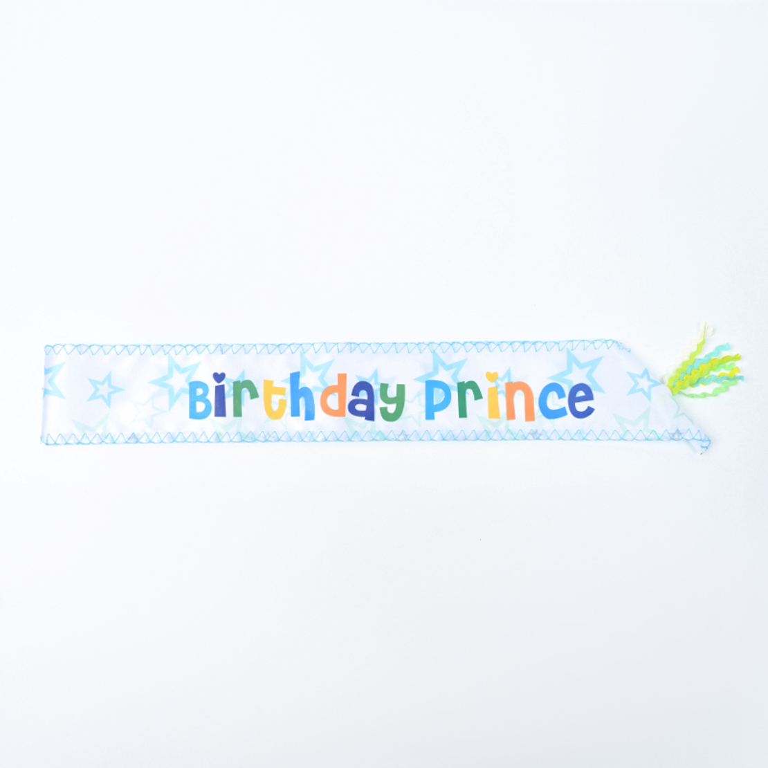 Birthday prince sash - colorful, English text
