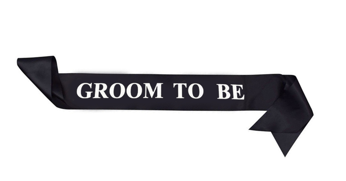 Groom sash - black satin