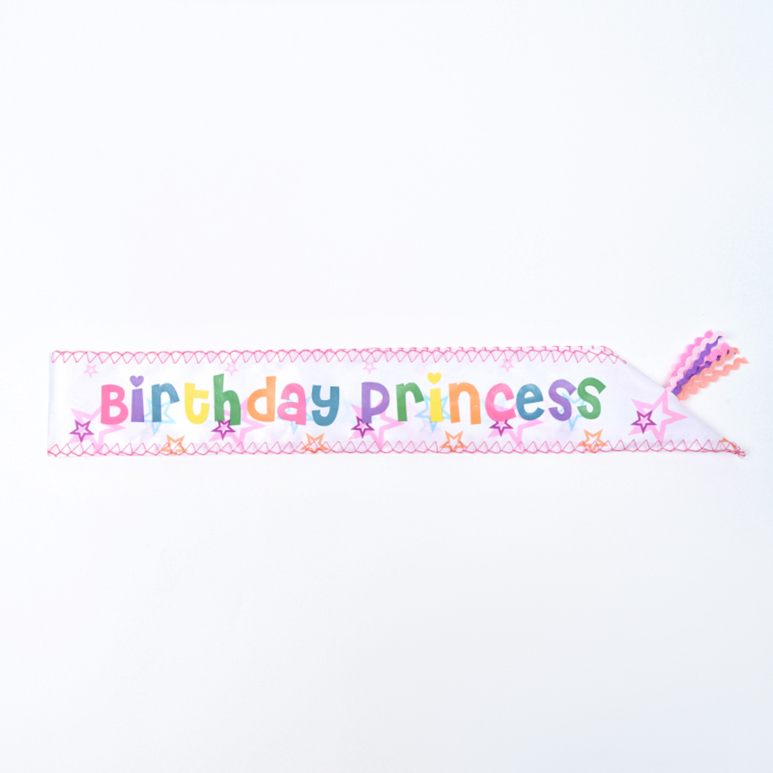 Birthday princess sash - colorful, English text