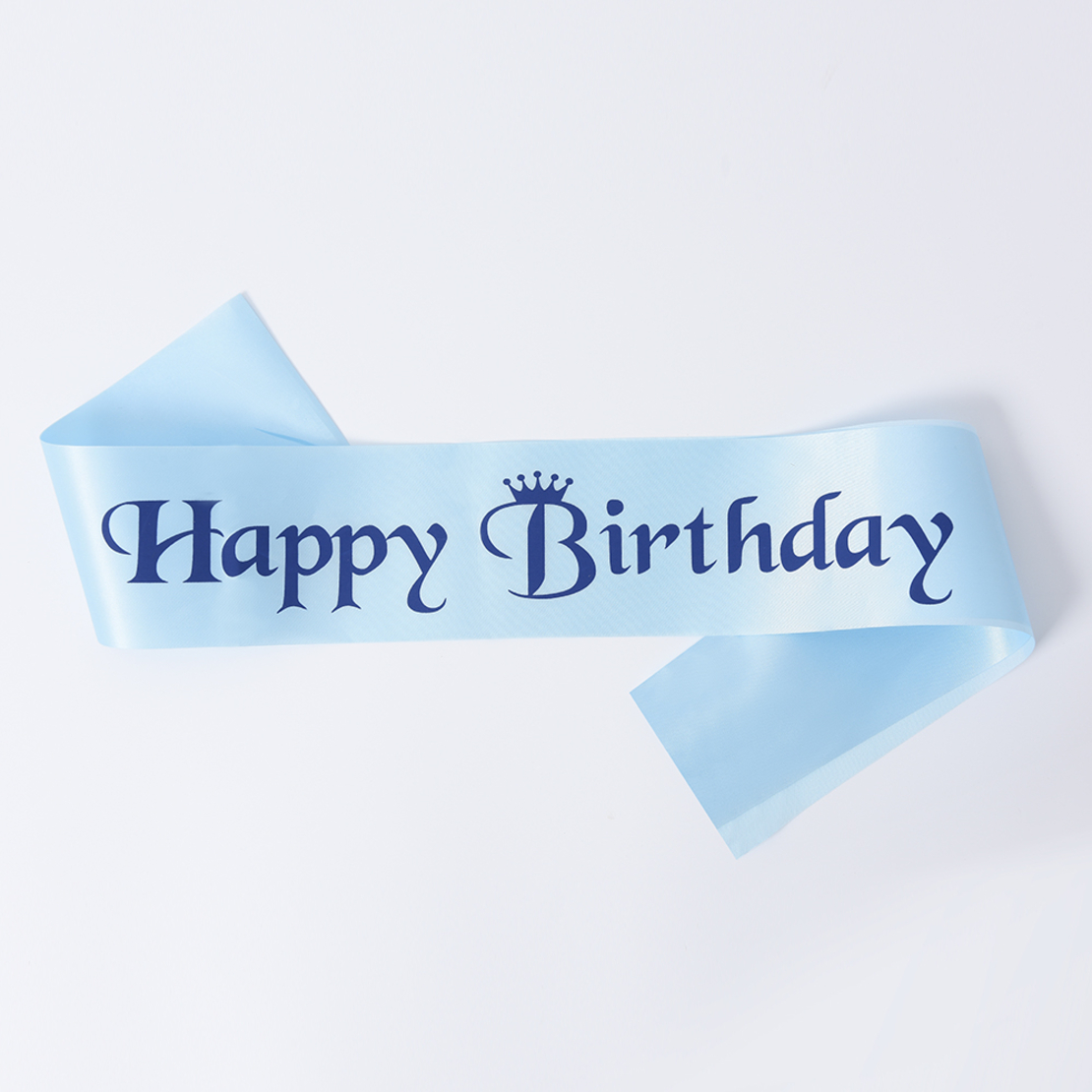 Birthday sash - light blue crown