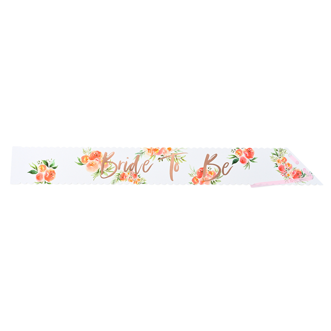 Bride sash - shiny foil paper, rose gold flowers