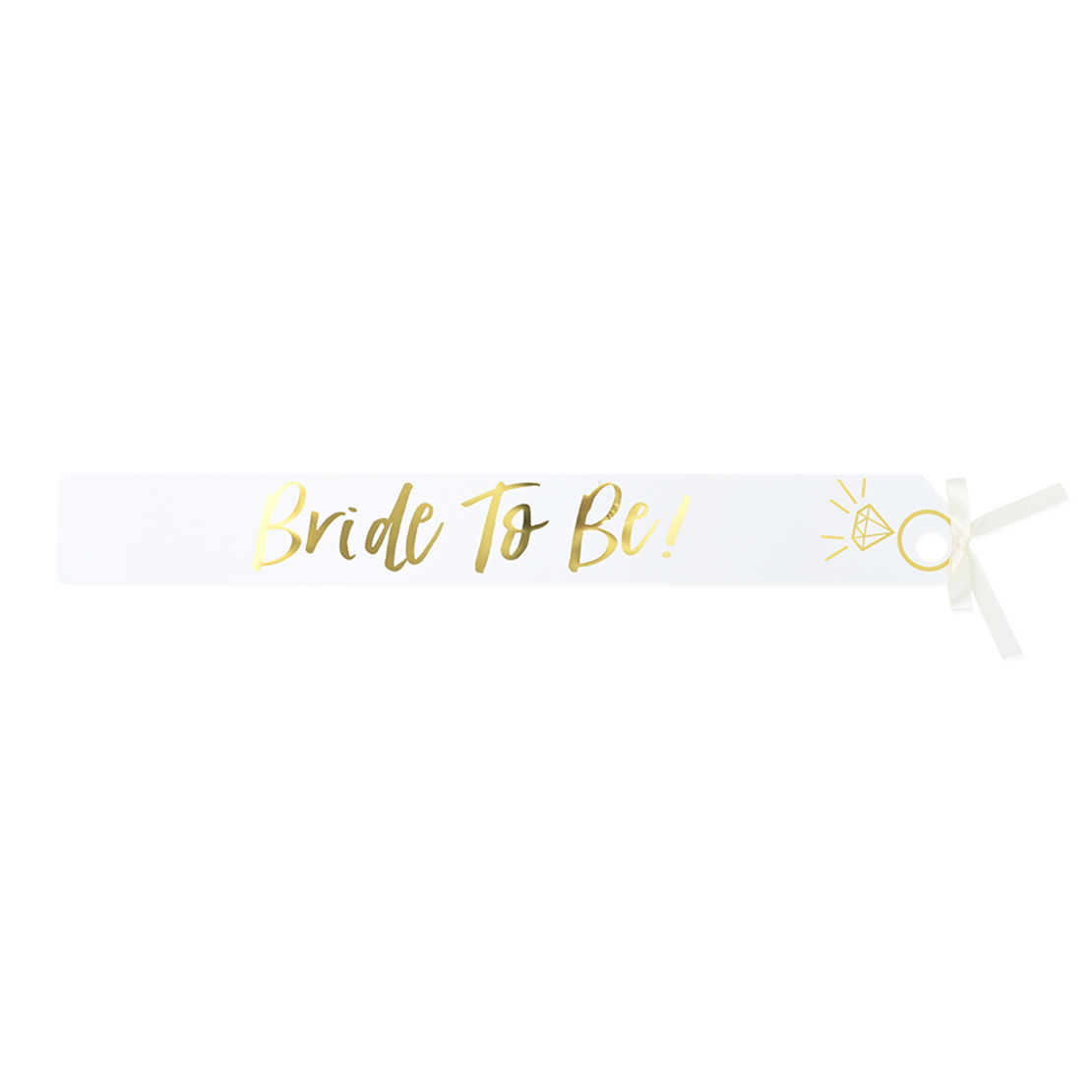 Bride sash - shiny foil paper, gold ring picture