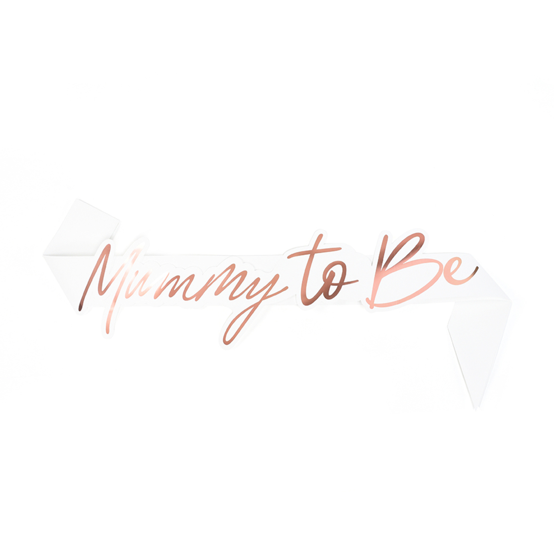 Mom to be sash - shiny foil paper, rose gold text