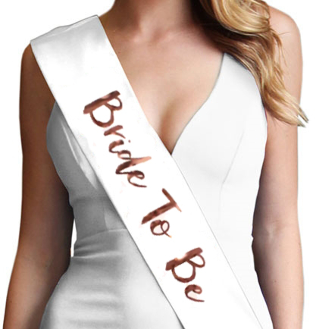 Bride sash - rose gold text