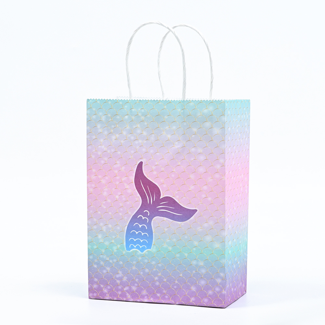 Paper bags with handles - mermaid, 12 units