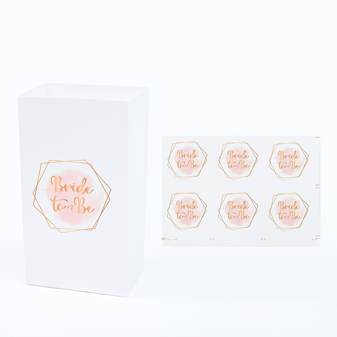 Paper bags with closing stickers - bride, 6 units