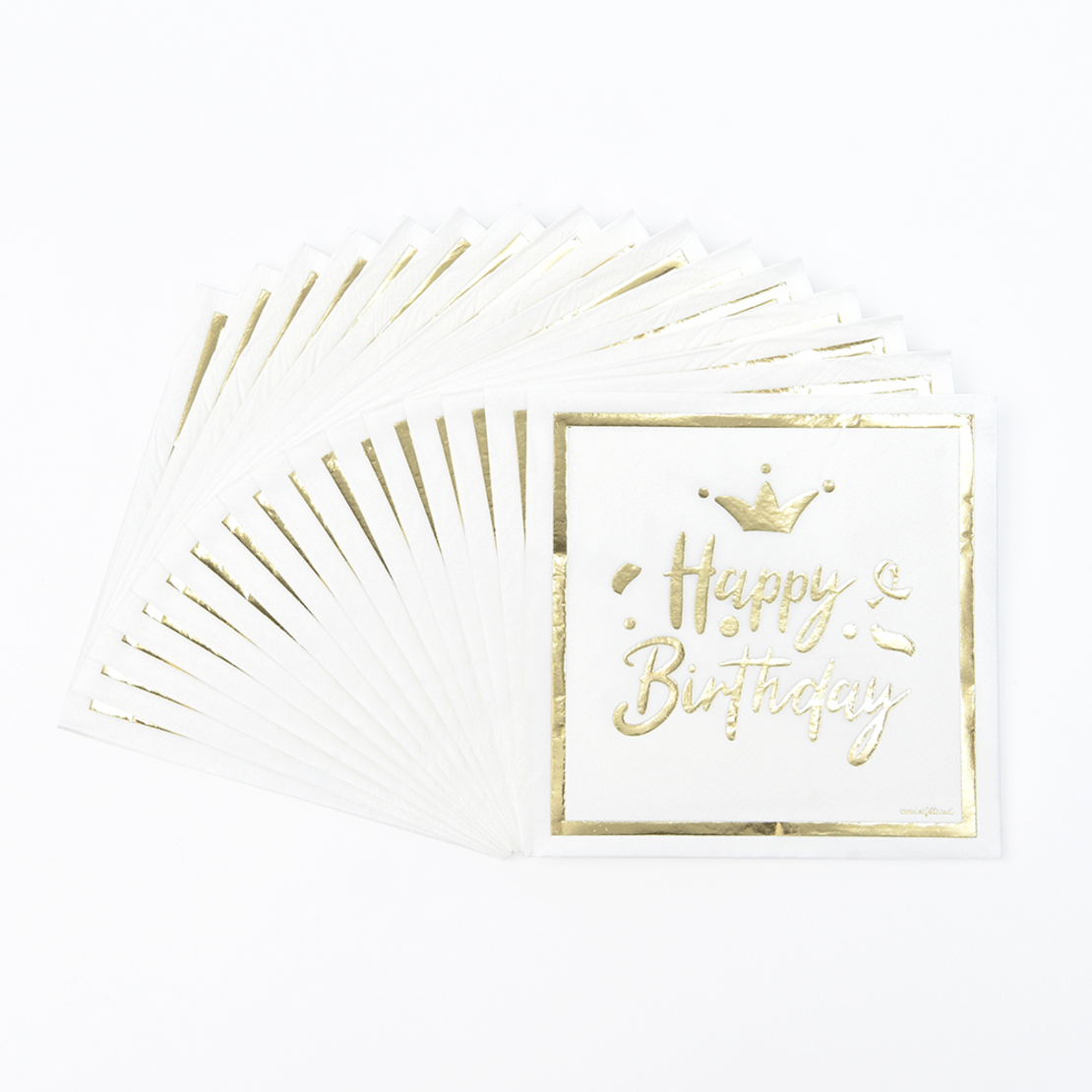 Happy Birthday White Napkins 16pcs
