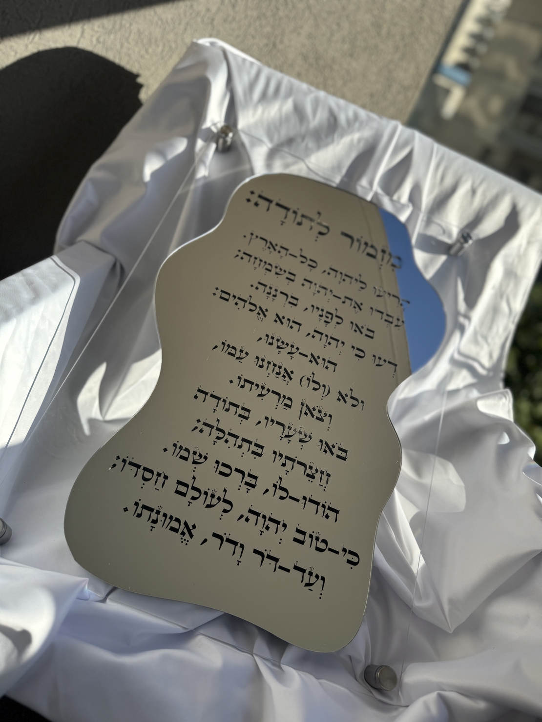 תמונת קיר מזמור לתודה לתלייה עם ספייסרים