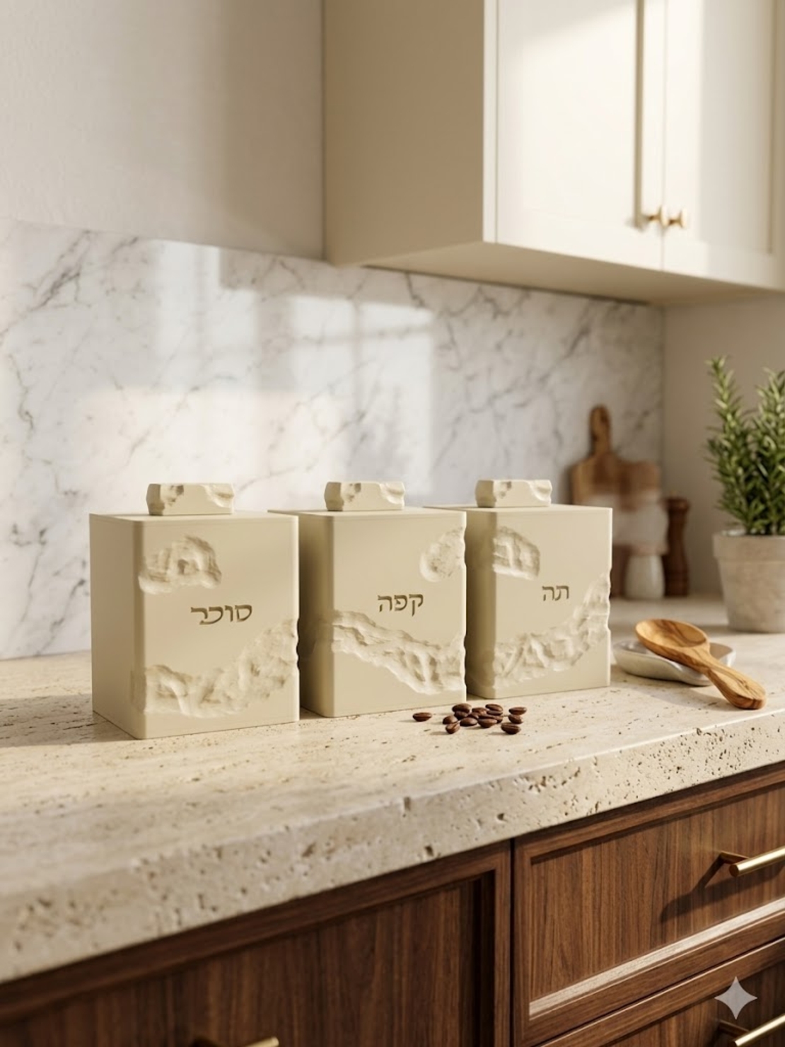 סט תה קפה סוכר דגם דמוי אבן