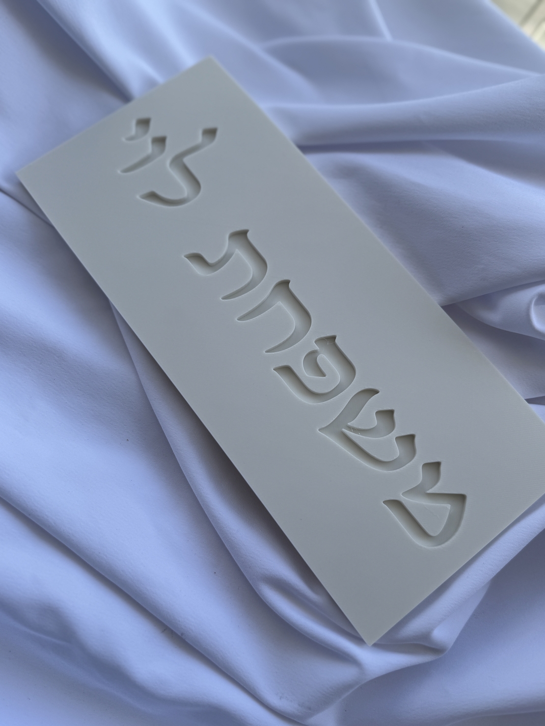 שלט כניסה מלבני כיתוב מוטבע עברית