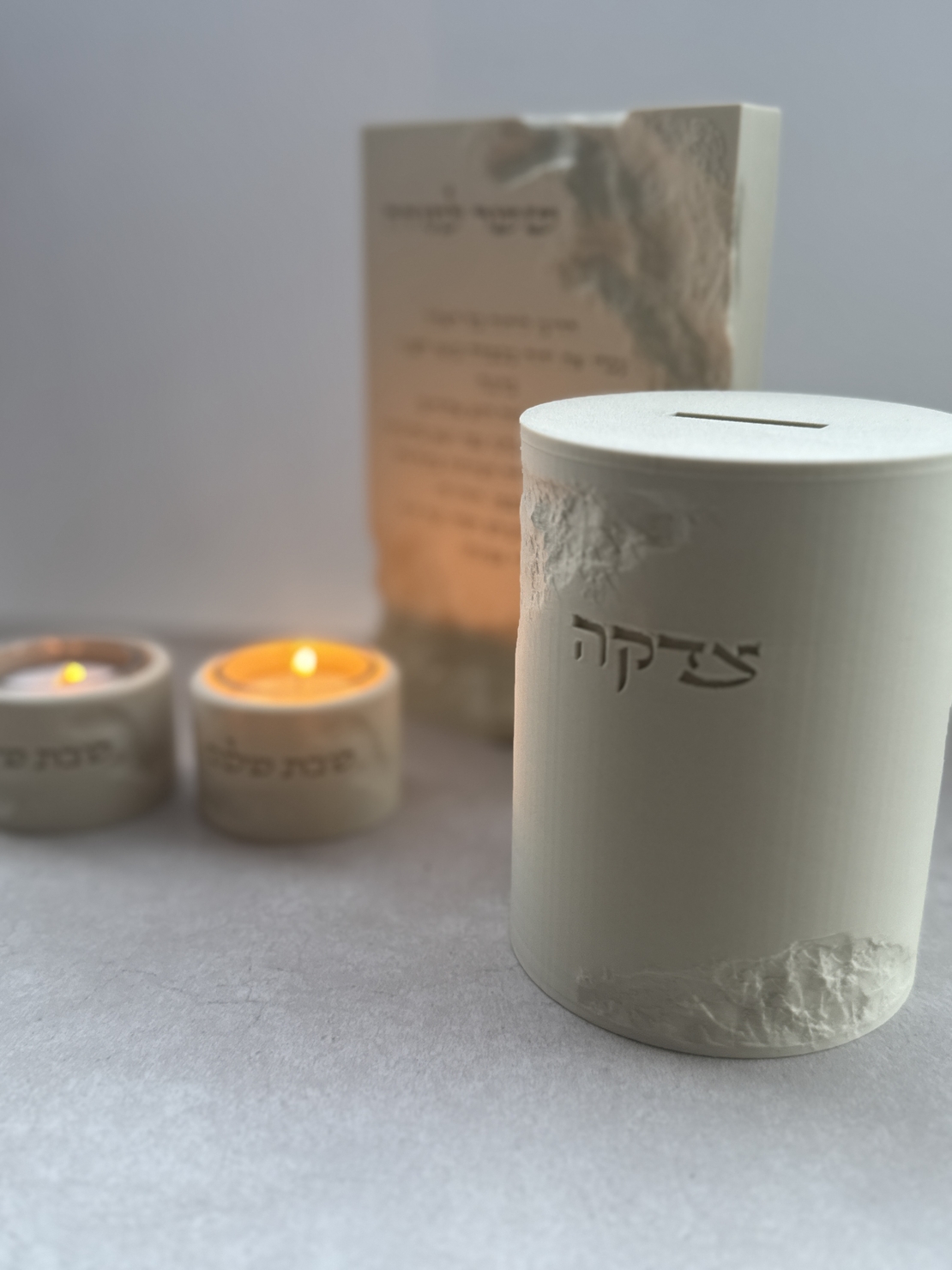 קופת צדקה עגולה דגם דמוי אבן