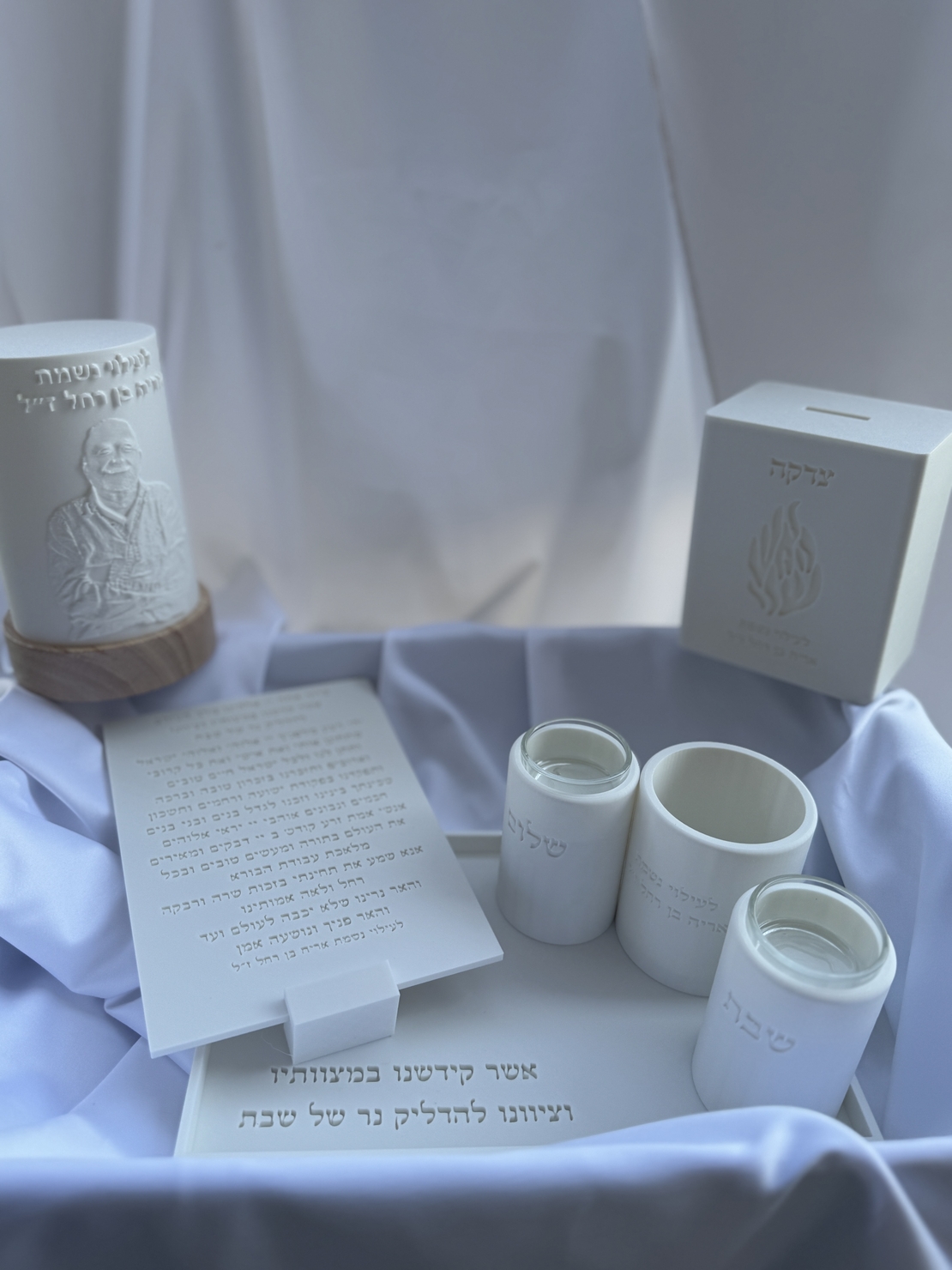 סט הדלקת נרות מוגדל עם נר נשמה