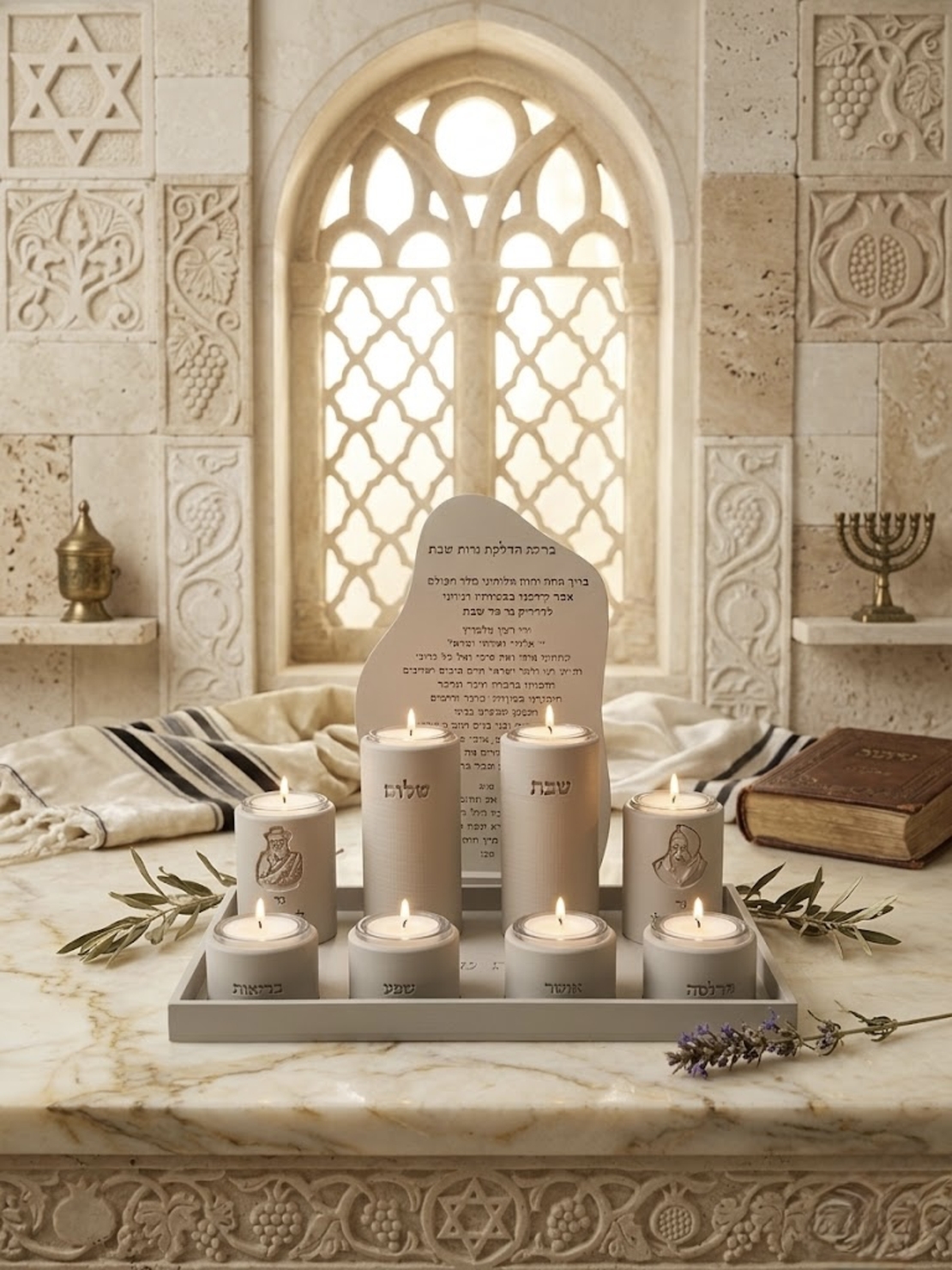 סט הדלקת נרות 8 פמוטים מלבני