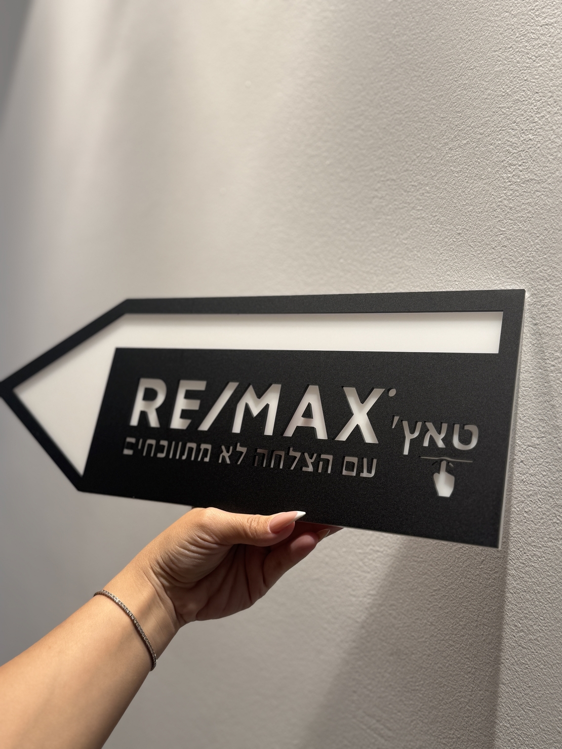 שלט לוגו לתלייה על הקיר
