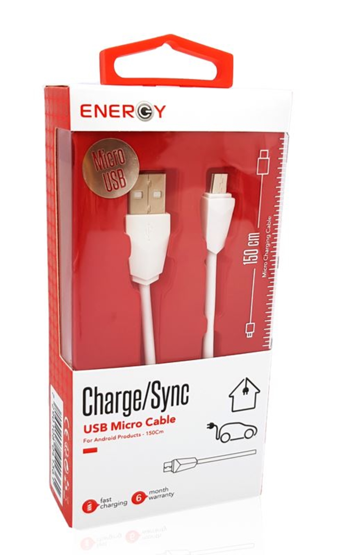 כבל ENERGY 1.5M USB to Micro לבן