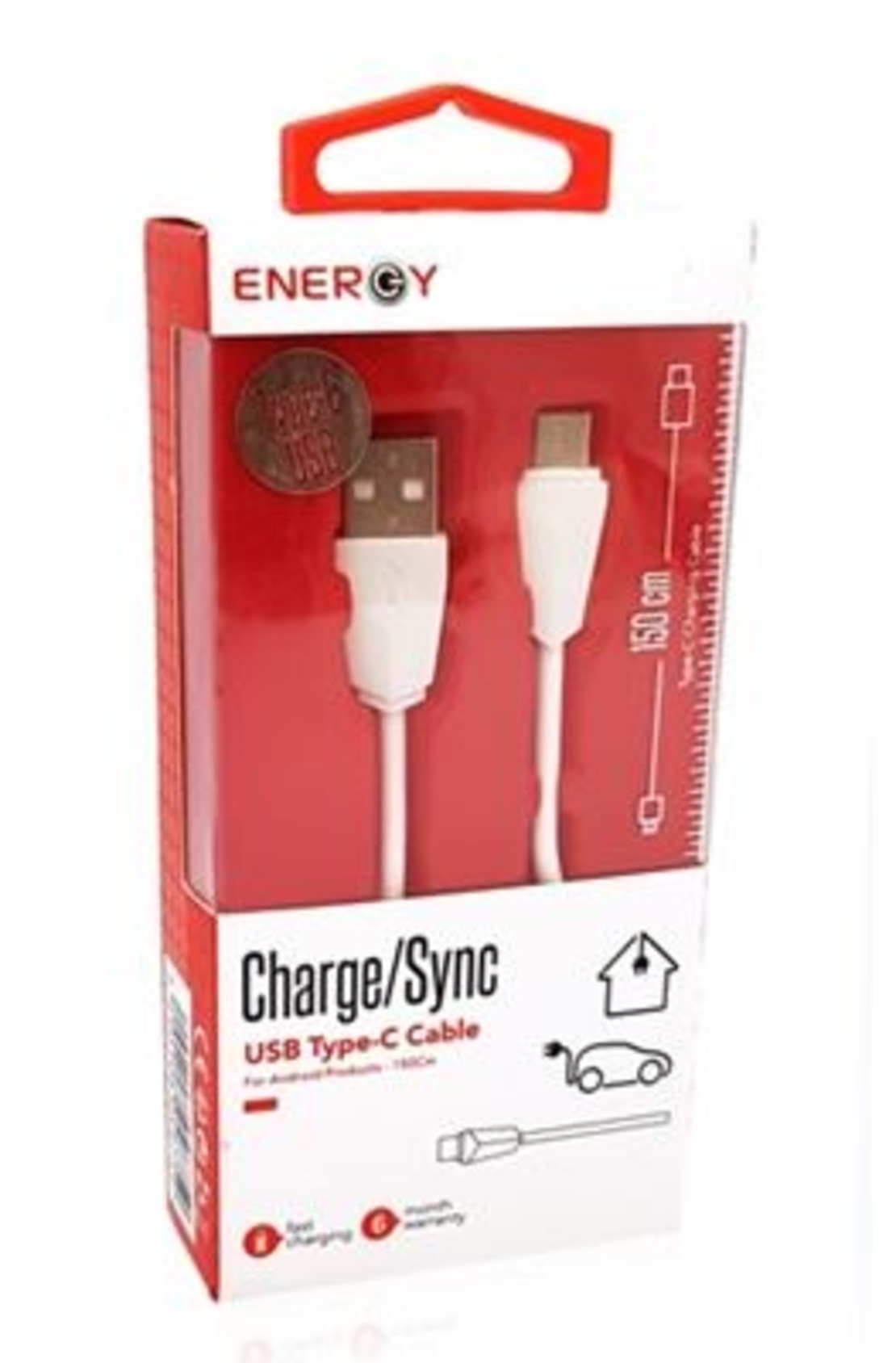 כבל ENERGY 1.5M USB to Type C לבן