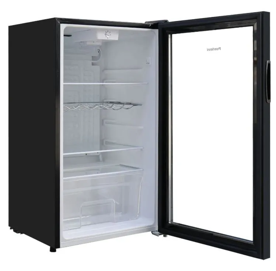 מקרר וטרינה 90 ליטר זכוכית שחור peerless BC-90 BGP