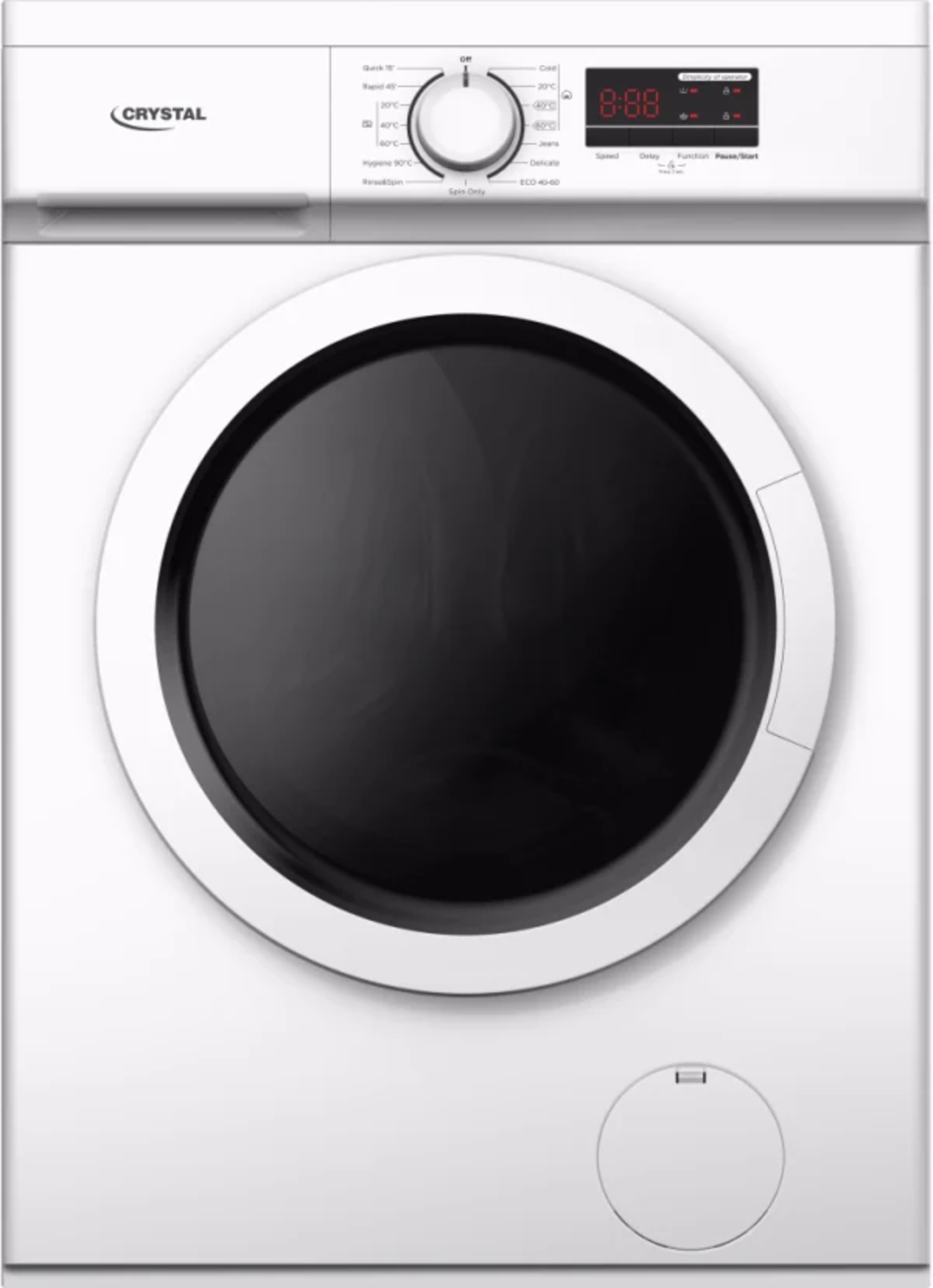 מכונת כביסה פתח חזית 8 ק”ג 1400 סל”ד Crystal MW81400