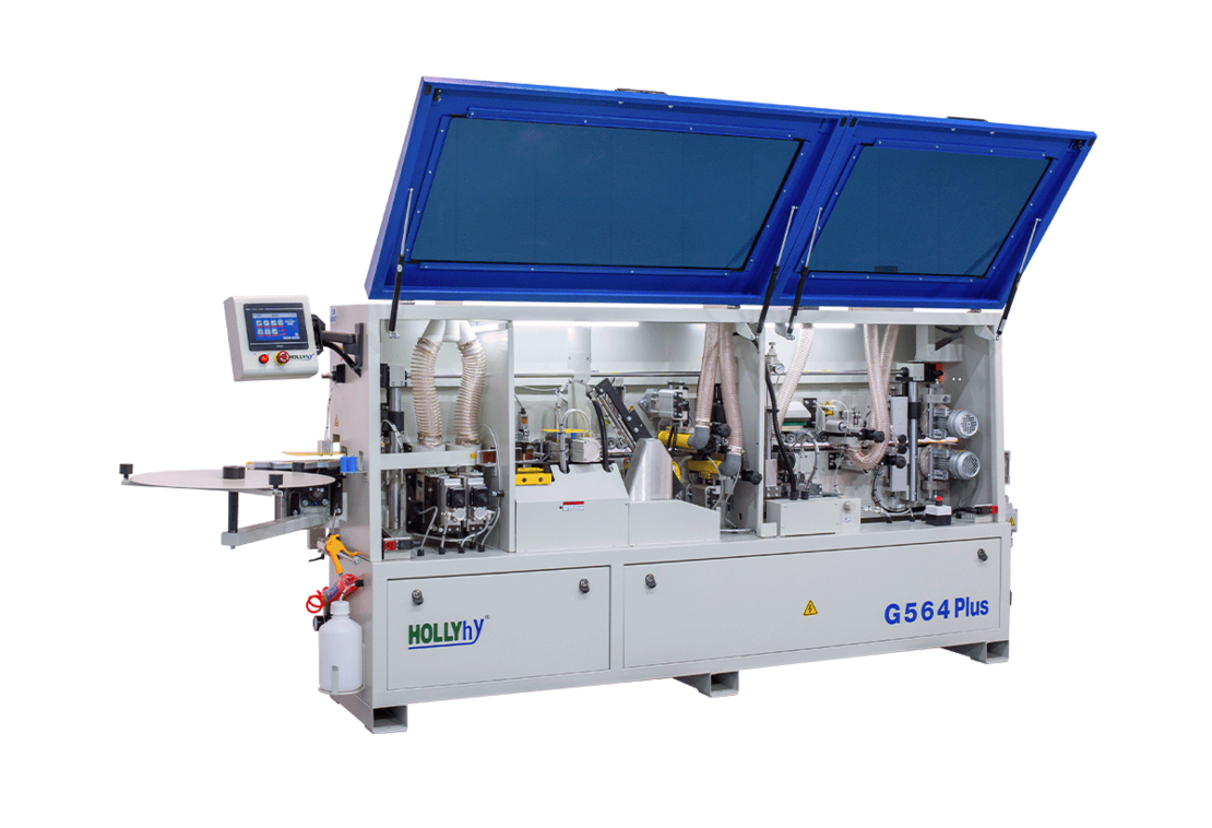 HOLLY- G564 PLUS, מכונת קנטים מושלמת, מלוא התחנות. כולל מתזים, כרסום מקדים, משקפים לחזיתות, 2 סוגי ציקלינות ומברשות