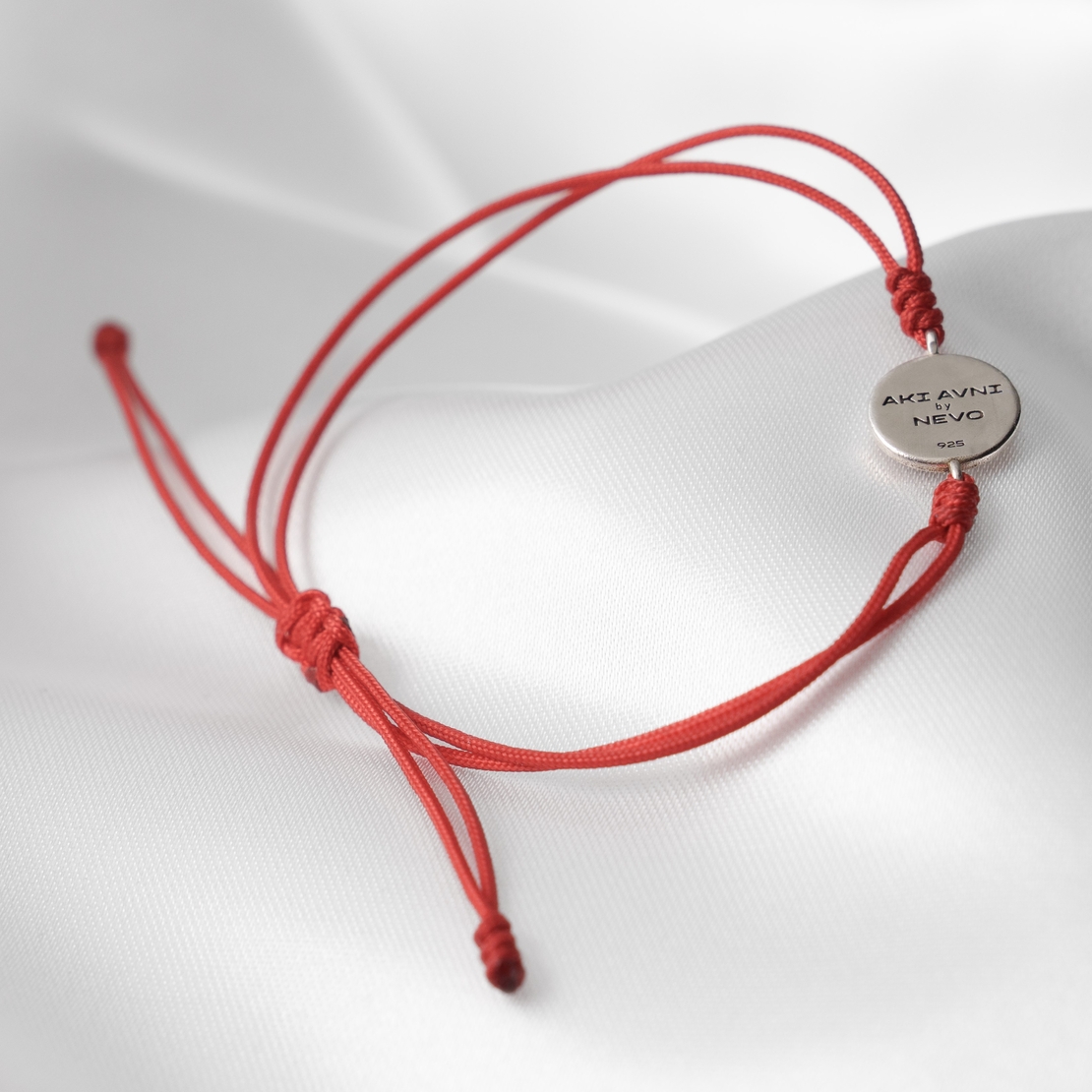 Red Cord Bracelet - 925 Sterling Silver - Never Again is Now