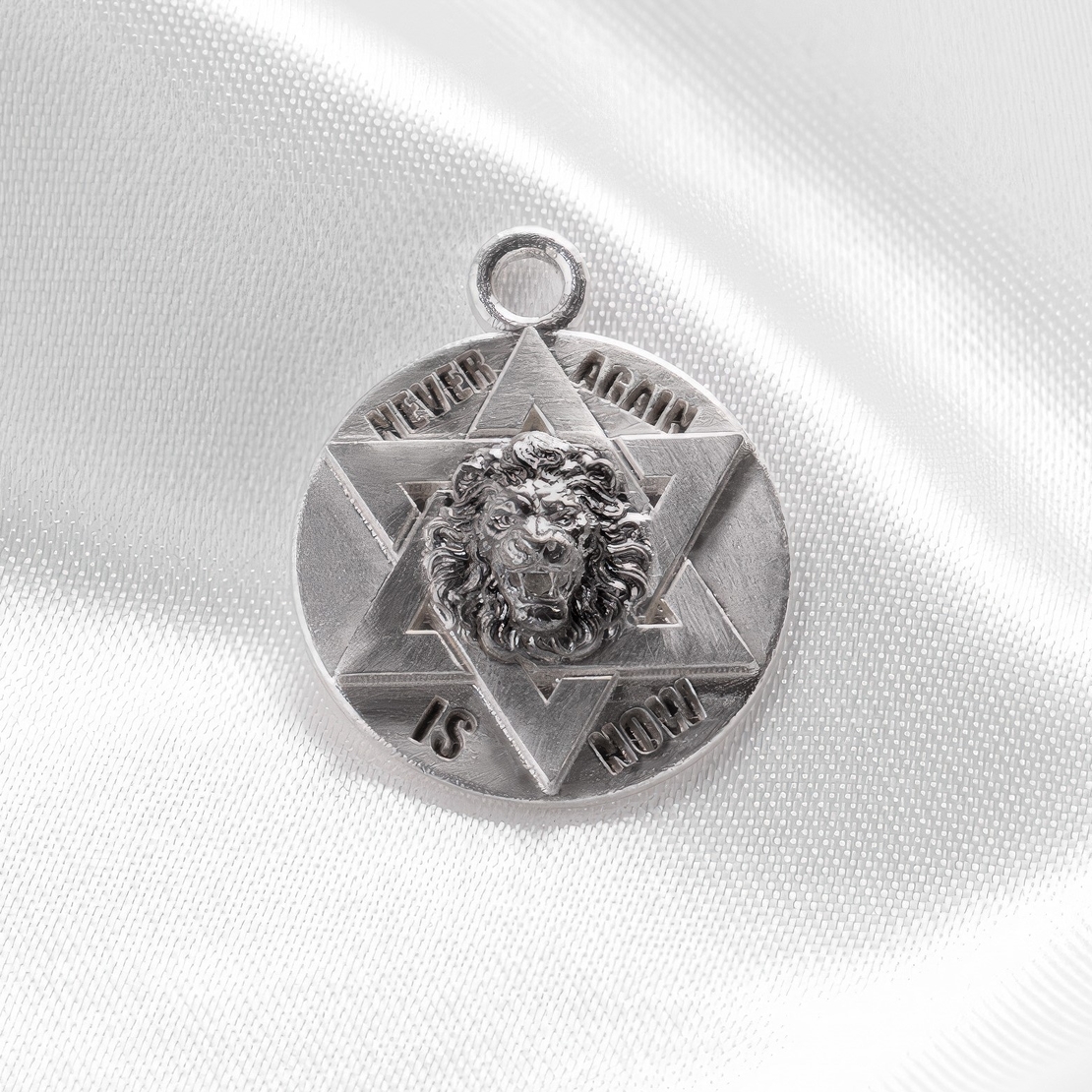 Lion Pendant 925 Sterling Silver - Never Again is Now