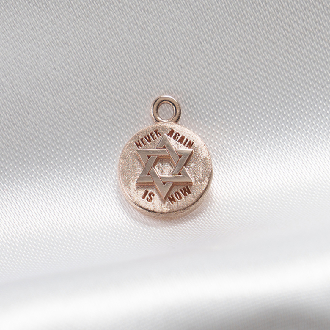 Solid 14k Rose Gold Pendant - NEVER AGAIN IS NOW