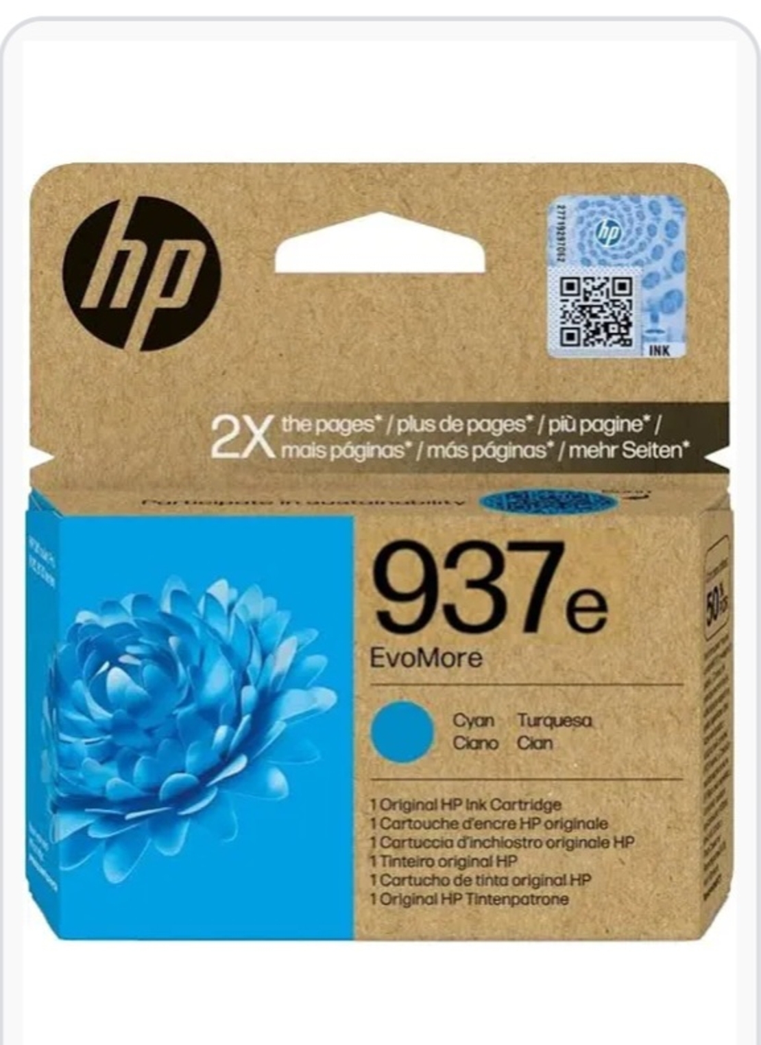 דיו כחול מקורי למדפסת 1650 ף HP-937e  4S6W8NE