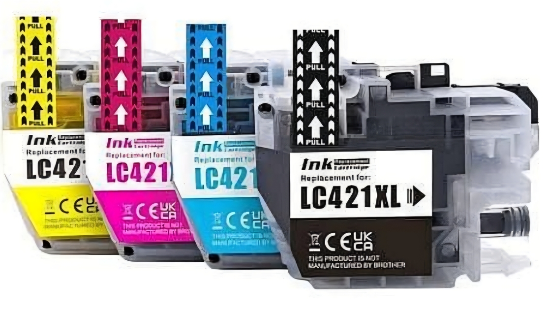 סט דיו שחור וצבעוני תואם למדפסת ברדר LC421 XL